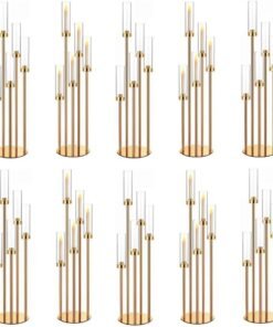 Gold 10-Set Candelabra Candle Centerpieces for Tables