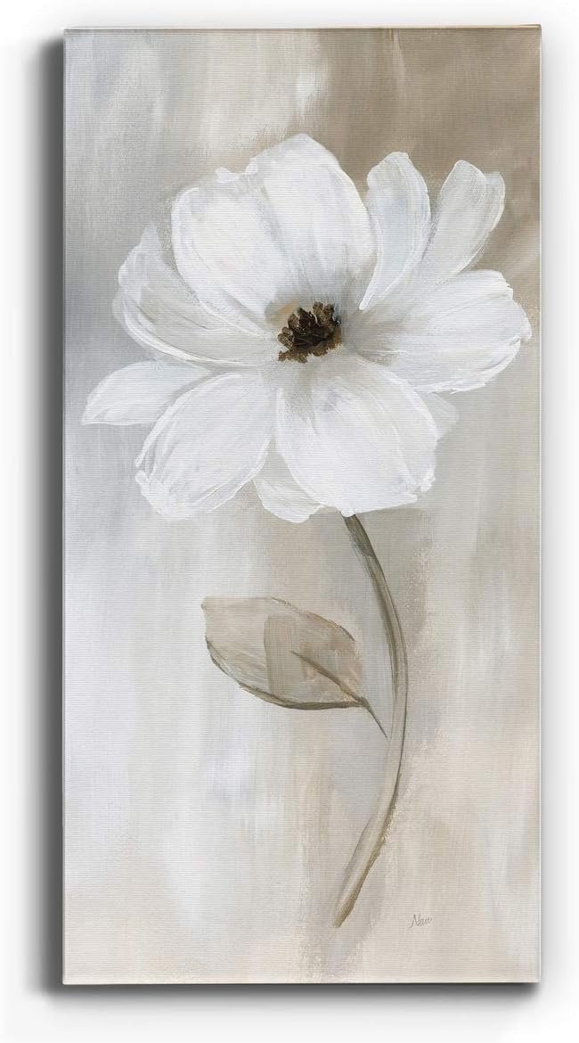 Elegant White Rose Floral Canvas Wall Art