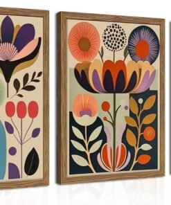 Colorful Scandinavian Floral Abstract Wall Art Decor