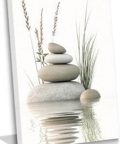 Zen Bathroom Canvas Wall Art Framed 16x24in