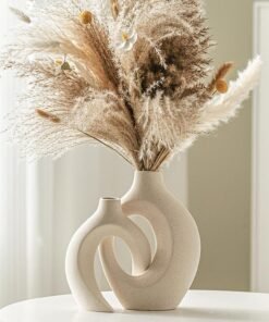 Boho Ceramic Vase Set of Two Home Decor