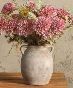 Whitewashed Ceramic Flower Vase for Home Decor