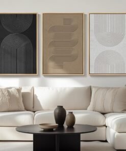 Boho Black White Abstract Framed Wall Art