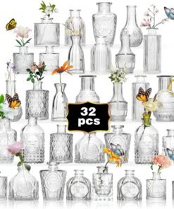 32 Clear Glass Bud Vases for Wedding Centerpieces