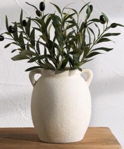 White Ceramic Farmhouse Flower Vase Decor