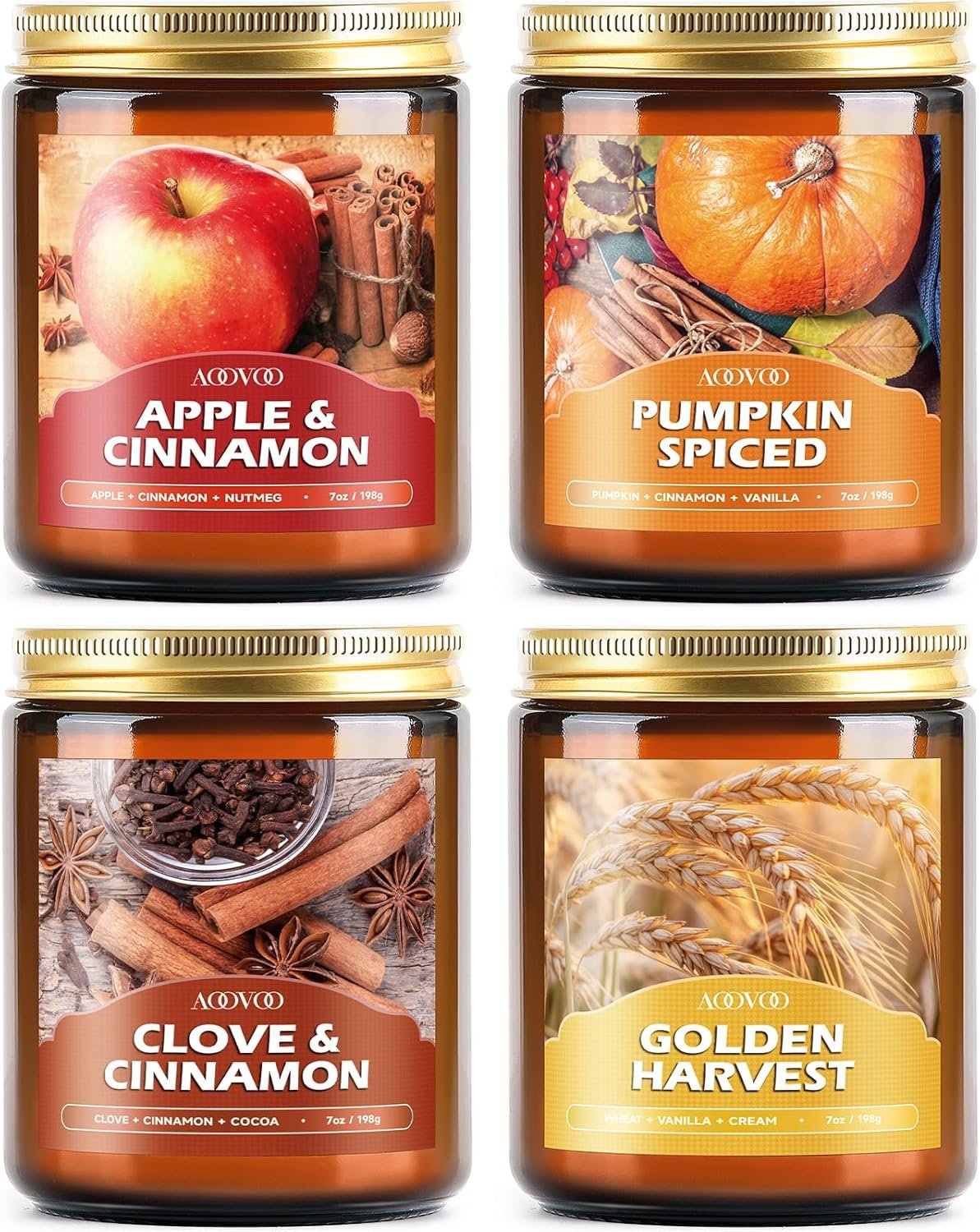 AOOVOO Fall Candle Set, 4 Pack Scented
