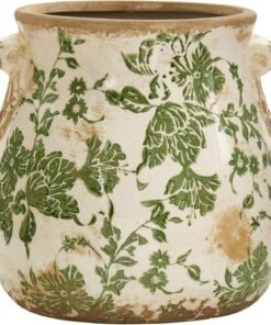 Natural Tuscan Ceramic Green Floral Decorative Vase