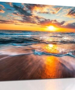 Coastal Sun Beach Wave Canvas Wall Art Print