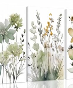 Sage Green Floral Botanical Wall Decor Set of 3